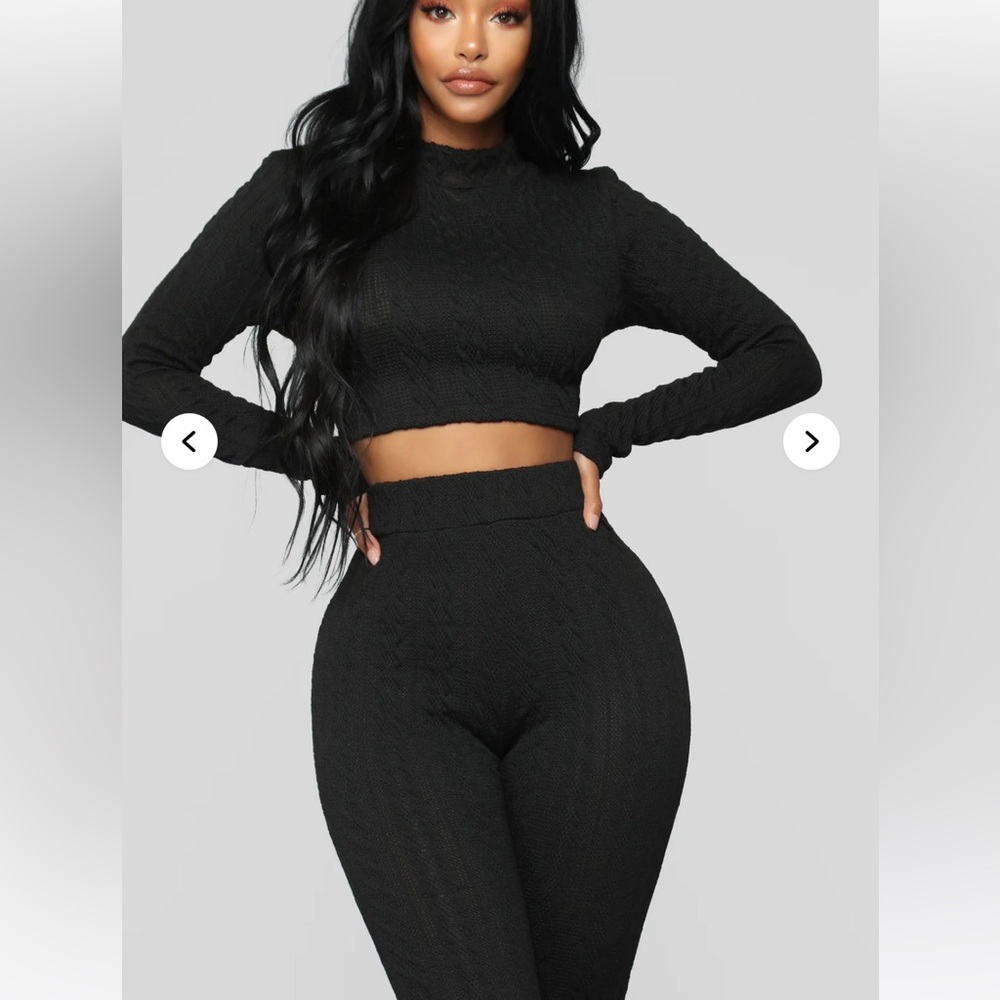 SOLD!!!Black Ribbed Knit Two-Piece Set SOLD!!!
